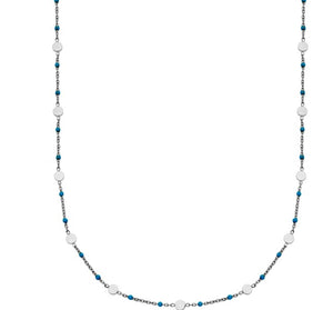 Steelx Stainless Steel Turquoise Enamel Bead & Disc Chain 18"+2"
