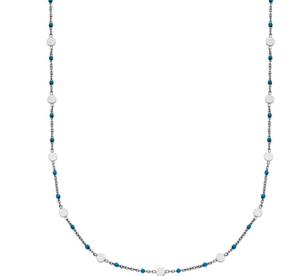 Steelx Stainless Steel Turquoise Enamel Bead & Disc Chain 18