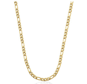 Steelx Stainless Steel/Yellow Gold Plate 4.5mm Figaro Chain 24"