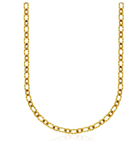 Steelx Stainless Steel/Yellow Gold Plate 6.5/7mm Mixed Oval Link Necklace 16