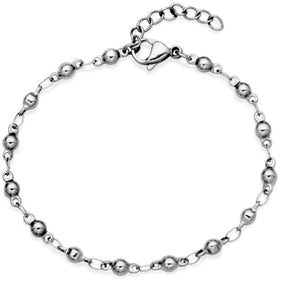 Steelx Stainless Steel 3.5mm Bead Chain Bracelet 6.5"+1"
