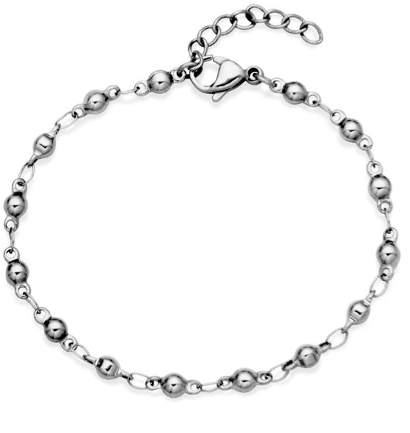 Steelx Stainless Steel 3.5mm Bead Chain Bracelet 6.5