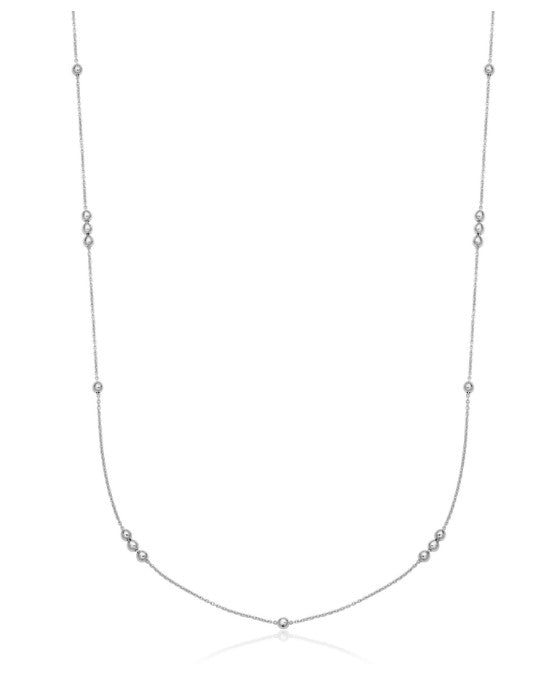 Sterling Silver 3mm Bead Station Chain 16