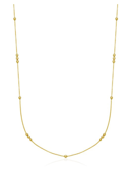 Sterling Silver/Yellow Gold Plate 3mm Bead Station Chain 16