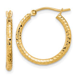 10K Yellow Gold D/C Small 2mm Tube Hoops