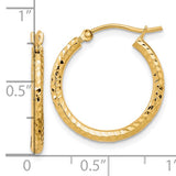 10K Yellow Gold D/C Small 2mm Tube Hoops