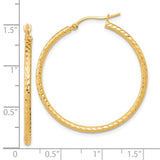 10K Yellow Gold Large D/C 2mm Round Tube Hoops