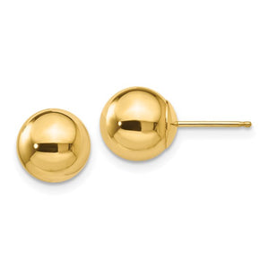 10K Yellow Gold 8mm Ball Stud Earrings