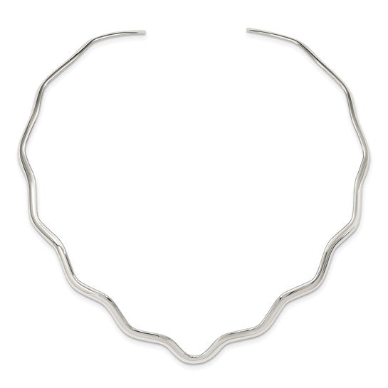 Sterling Silver Wavy V-Shaped Neck Collar