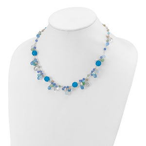 Sterling Silver 16"+2" Neck with Blue Topaz, Crystal, Opalite Crystal, Amazonite & Freshwater Pearls