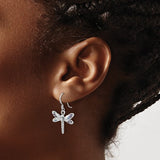 Sterling Silver Dragonfly Shepherd Hook Earring with Abalone