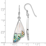Sterling Silver Abalone & Mother of Pearl Butterfly Wing Shepherd Hood Earrings