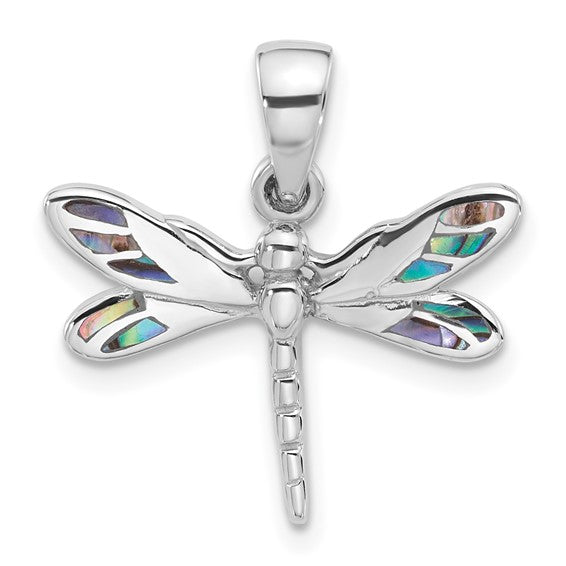 Sterling Silver Dragonfly Pendant with Abalone