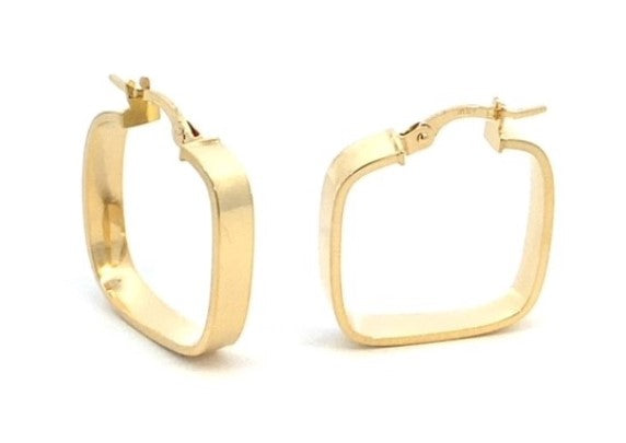 10K Yellow Gold 4mm Flat Square Tube Hoops