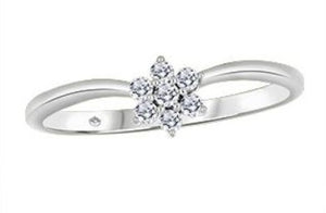 10K White Gold "Flower" Ring with Diamonds