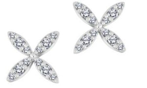 10K White Gold Diamond "X" Stud Earrings