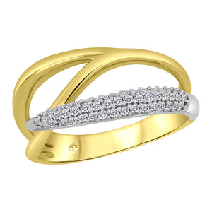 10K Yellow/White Gold Diamond Fancy Open Band