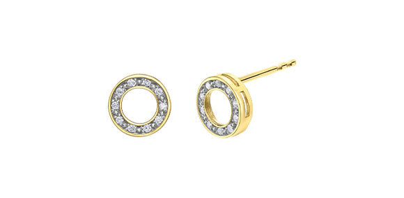 10K Yellow Gold Diamond Circle Stud Earrings