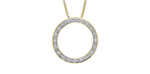 10K Yellow Gold Diamond Circle with 17-18" Chain