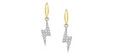 10K Yellow/White Gold Diamond Lightning Bolt Dangle Stud Earrings