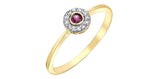 10K Yellow Gold 2.5mm Ruby with 12 Diamond Halo Ring
