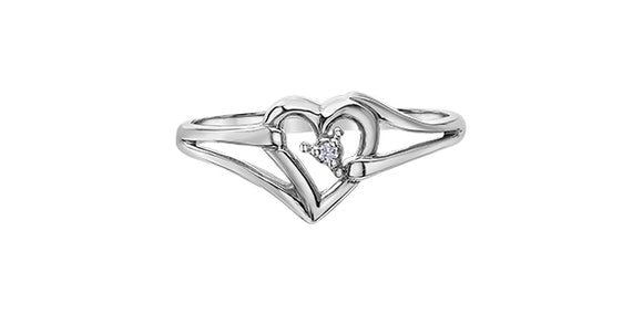 10K White Gold Diamond Heart Promise Ring