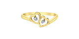 10K Yellow Gold Double Heart Promise Ring with Diamonds