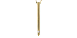 10K Yellow Gold Canadian Diamond Stick Pendant with 17-18" Chain