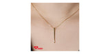 10K Yellow Gold Canadian Diamond Stick Pendant with 17-18" Chain