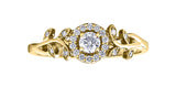 10K Yellow Gold Canadian Diamond Halo Engagement Ring with Shoulder Stones