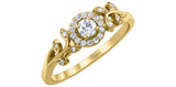 10K Yellow Gold Canadian Diamond Halo Engagement Ring with Shoulder Stones