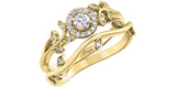 10K Yellow Gold Canadian Diamond Halo Engagement Ring with Shoulder Stones