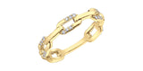 10K Yellow Gold Chain Link Ring with Diamonds