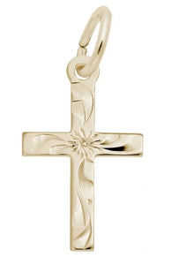 10K Yellow Gold Small Engraved Cross