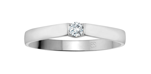 10K White Gold Canadian Diamond Solitaire Promise Ring