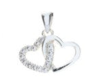 Sterling Silver Double Heart pendant with Cubic Zirconia