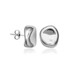 Steelx Stainless Steel Concave "Pebble" Stud Earrings