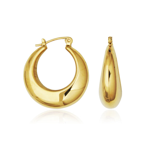 Steelx Stainless Steel/Yellow Gold Plate 17.5mm Puffy Hoops