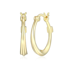 Elle Sterling Silver/Yellow Gold Plate "Swirl" 30mm Hoops