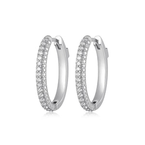 Elle Sterling Silver "Stardust" 3 Row CZ Hoops