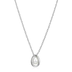 Elle Sterling Silver "Luna" 6-6.5mm White Pearl Neck with 17 + 3" Chain