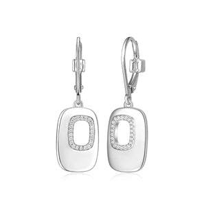 Elle Sterling Silver "Lookout" CZ Lever Back Earrings