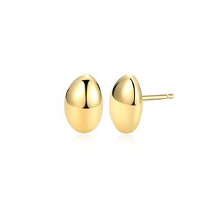 Sterling Silver/ 18K Yellow Gold Plate "Pebble" Stud Earring