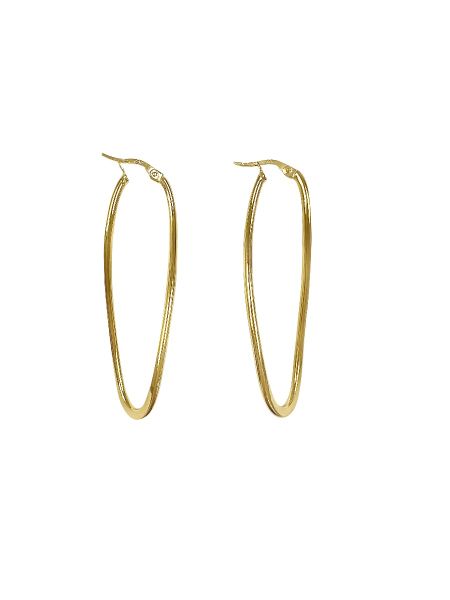 10K Yellow Gold Long Oval Twist Hoops