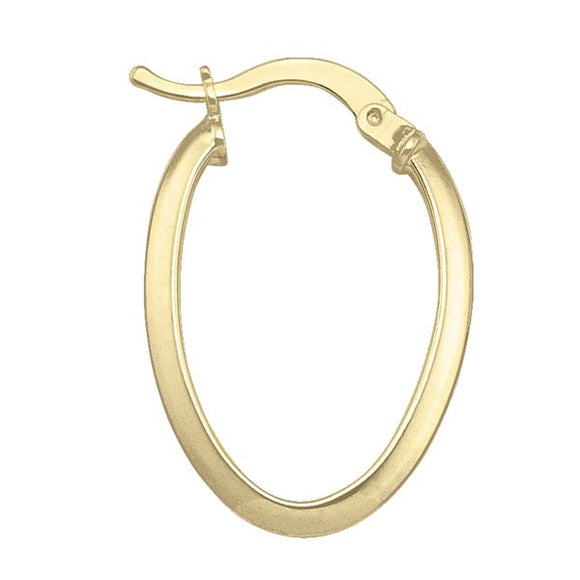 10K Yellow Gold Oval Hoops with Knife Edge