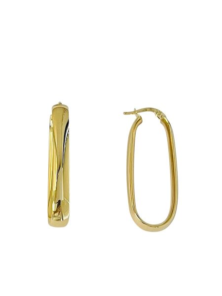 10K Yellow Gold Large Long Oval Hoops