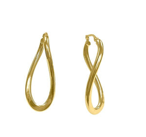 10K Yellow Gold Long Oval Twist Hoops