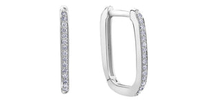 10K White Gold Diamond Paperclip Huggies