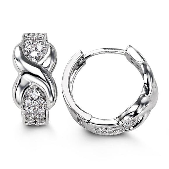 Sterling Silver CZ Huggies with Infinity