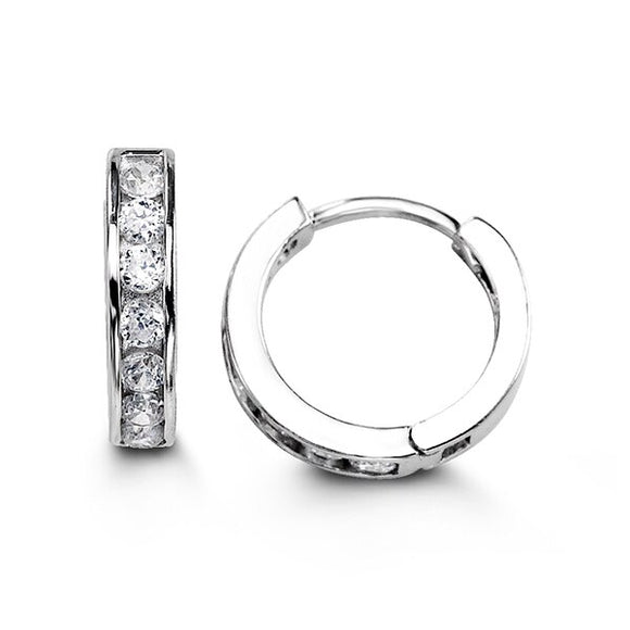 Sterling Silver Small CZ Huggies